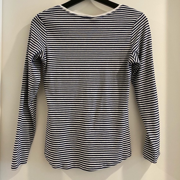 Navy blue and white stripped long sleeve top - Picture 2 of 4